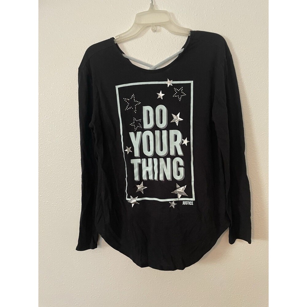 Justice Active Girls Long Sleeve Black Top "Do Your Thing" Size 20 Plus